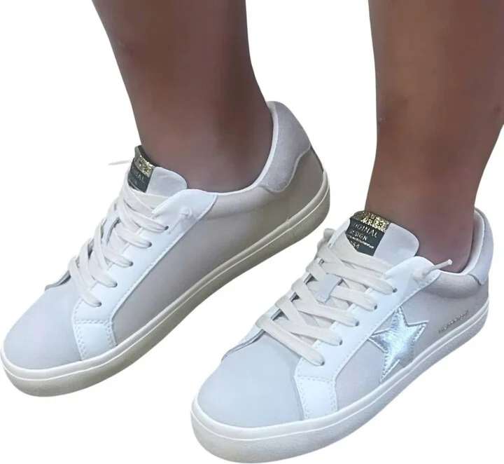 Women's Cracked Gold Star Sneaker In Taupe