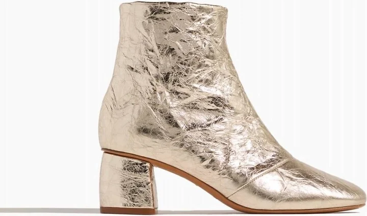 Women's Craquel Leather Ankle Boots In Platino