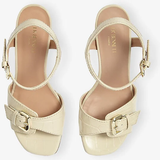 Womens Cre-Buttercream Reeva Buckled Croc-Effect Leather Heeled Sandals Eur 39 / 6 Uk Women - Image 2
