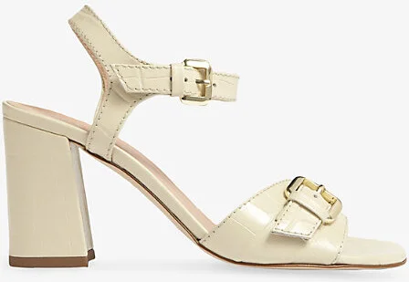 Womens Cre-Buttercream Reeva Buckled Croc-Effect Leather Heeled Sandals Eur 39 / 6 Uk Women