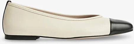 Womens Cre-Cream/Black Hanna Leather Ballerina Pumps Eur 35 / 2 Uk Women