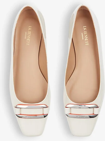 Womens Cre-Cream Cayden Patent-Leather Ballet Flats Eur 38/5 Uk Women - Image 2