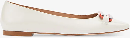 Womens Cre-Cream Cayden Patent-Leather Ballet Flats Eur 38/5 Uk Women