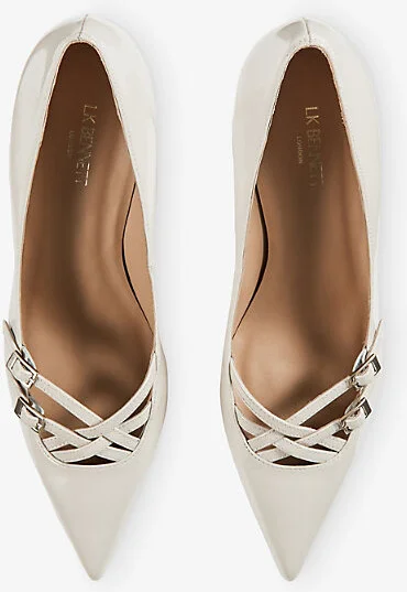 Womens Cre-Cream Laila Pointed-Toe Patent-Leather Courts Eur 38/5 Uk Women - Image 2
