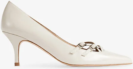Womens Cre-Cream Laila Pointed-Toe Patent-Leather Courts Eur 38/5 Uk Women