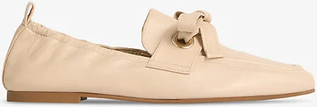 Womens Cre-Cream Maude Bow-Embellished Leather Loafers Eur 39 / 6 Uk Women
