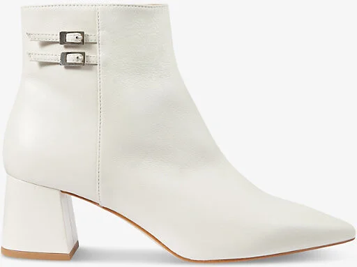 Womens Cre-Cream Missy Buckle-Embellished Heeled Leather Ankle Boots Eur 36 / 3 Uk Women