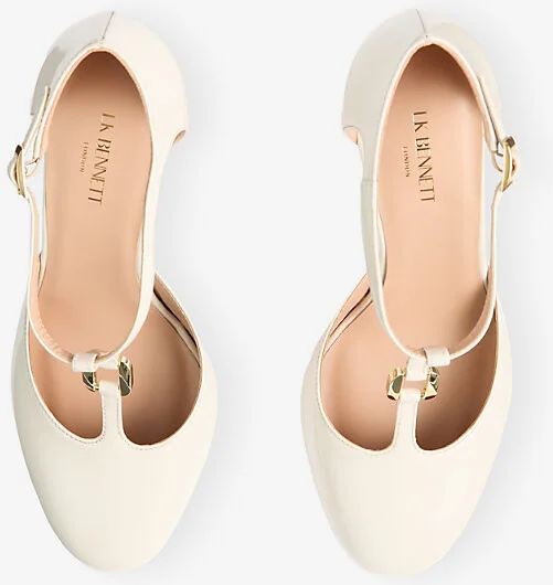 Womens Cre-Ecru Almina Heeled Leather Mary-Jane Shoes Eur 37 / 4 Uk Women - Image 2