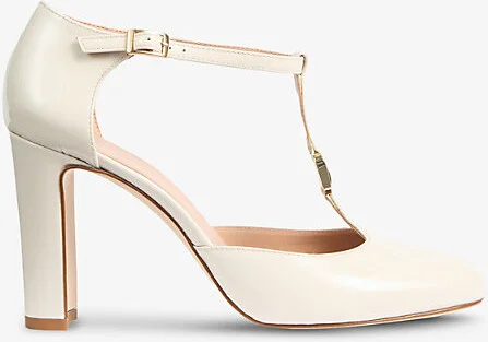 Womens Cre-Ecru Almina Heeled Leather Mary-Jane Shoes Eur 37 / 4 Uk Women