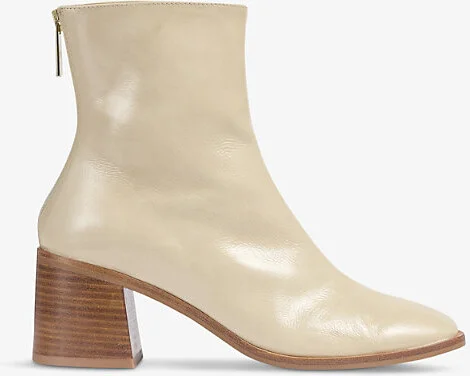 Womens Cre-Ecru Camila Crinkled Patent-Leather Ankle Boots Eur 39 / 6 Uk Women