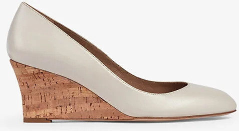 Womens Cre-Ecru Eevi Cork-Heel Leather Wedges Eur 35 / 2 Uk Women