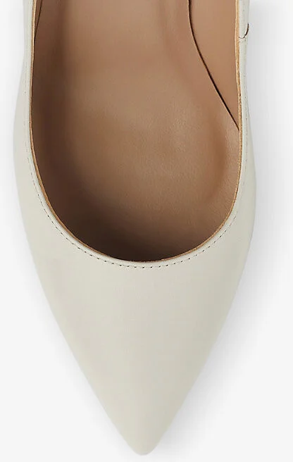 Womens Cre-Ecru Floret Pointed-Toe Leather Courts Eur 42/ 9 Uk Women - Image 2