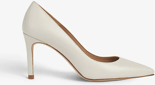 Womens Cre-Ecru Floret Pointed-Toe Leather Courts Eur 42/ 9 Uk Women