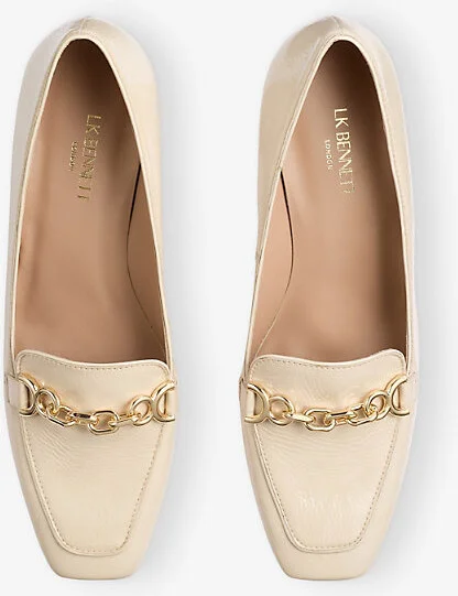 Womens Cre-Ecru Johanna Crinkled Patent Block-Heel Leather Loafers Eur 41 / 8 Uk Women - Image 2