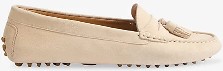 Womens Cre-Ecru Leslie Tassel Suede Moccasins Eur 38/5 Uk Women