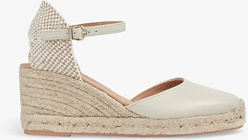 Womens Cre-Ecru Marissa Wedge-Heel Leather Espadrilles Eur 37 / 4 Uk Women