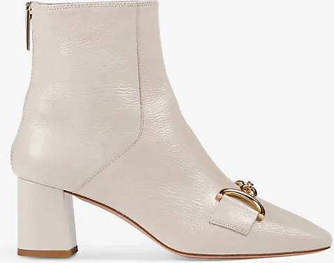 Womens Cre-Ecru Nadina Buckle-Embellished Patent-Leather Heeled Ankle Boots Eur 36 / 3 Uk Women