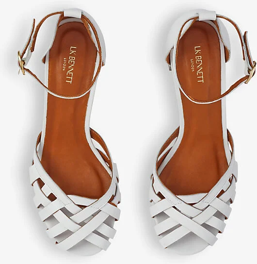 Womens Cre-Ecru Noemia Plaited Leather Heeled Sandals Eur 39 / 6 Uk Women - Image 2