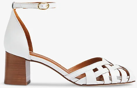 Womens Cre-Ecru Noemia Plaited Leather Heeled Sandals Eur 39 / 6 Uk Women