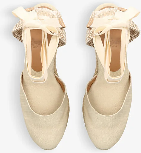 Womens Cream Carina Self-Tie Canvas Wedge Espadrilles Eur 40 / 7 Uk Women - Image 2