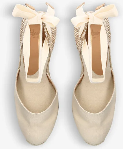 Womens Cream Carina Self-Tie Cotton Wedge Espadrilles Eur 37 / 4 Uk Women - Image 2
