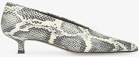 Womens Cream Clara Pointed-Toe Snake-Print Heeled Leather Pumps Eur 41 / 8 Uk Women