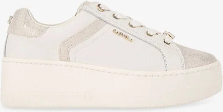 Womens Cream Comb Perenne Branded Low-Top Leather Trainers Eur 37 / 4 Uk Women