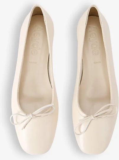 Womens Cream Delfina Bow-Embellished Leather Ballet Flats Eur 39 / 6 Uk Women - Image 2