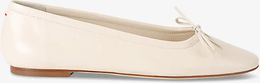 Womens Cream Delfina Bow-Embellished Leather Ballet Flats Eur 39 / 6 Uk Women