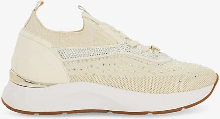 Womens Cream Fabric Eras Fly Knit Runner Knitted Low-Top Trainers Eur 40 / 7 Uk Women