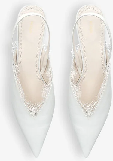 Womens Cream Irena Sling 80 Lace-Trim Satin Heeled Mules Eur 36 / 3 Uk Women - Image 2