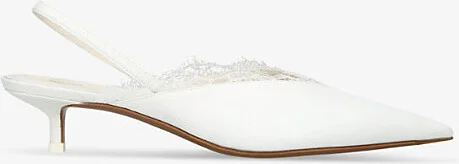 Womens Cream Irena Sling 80 Lace-Trim Satin Heeled Mules Eur 36 / 3 Uk Women