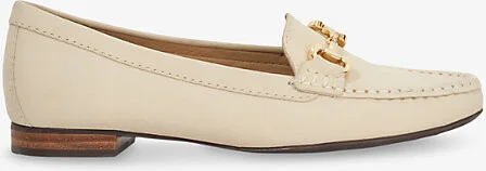 Womens Cream Leather Glenniee Snaffle-Embellished Suede Lloafers Eur 36 / 3 Uk Women