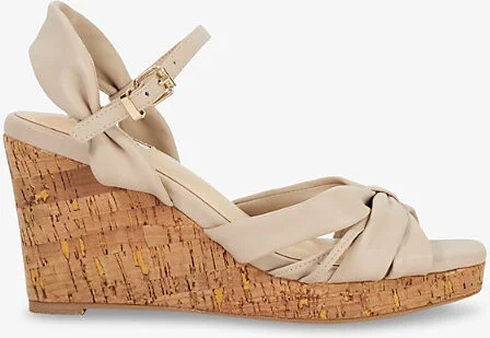 Womens Cream Leather Kander Leather Wedge Sandals Eur 39 / 6 Uk Women