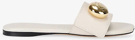 Womens Cream Pebble Flat Leather Slides Eur 40 / 7 Uk Women