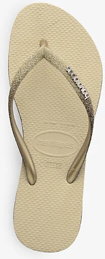 Womens Cream Slim Sparkle II Rubber Flip Flops 6/7 - Image 2