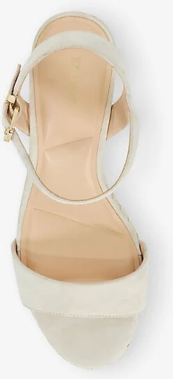 Womens Cream Suede Monotone Suede Platform Heeled Sandals Eur 39 / 6 Uk Women - Image 2