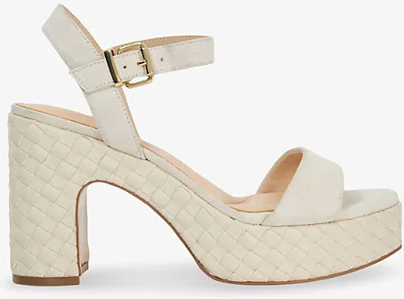 Womens Cream Suede Monotone Suede Platform Heeled Sandals Eur 39 / 6 Uk Women
