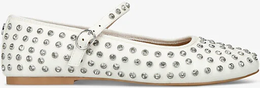 Womens Cream Vinetta Stud-Embellished Woven Ballet Flats Eur 39 / 6 Uk Women