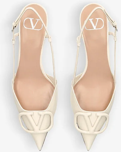 Womens Cream Vlogo 40 Pointed-Toe Leather Slingback Courts Eur 38/5 Uk Women - Image 2