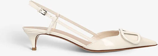 Womens Cream Vlogo 40 Pointed-Toe Leather Slingback Courts Eur 38/5 Uk Women
