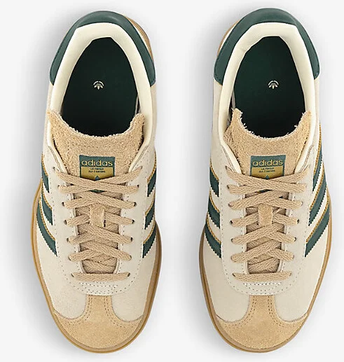 Womens Cream White Beige Gazelle Bold Brand-Stripe Suede Low-Top Trainers Eur 38/5 Uk Women - Image 2