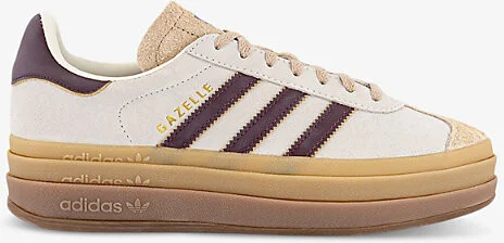 Womens Cream White Maroon Magic Gazelle Bold Brand-Stripe Suede Low-Top Trainers Eur 41.5 / 8.5 Uk Women