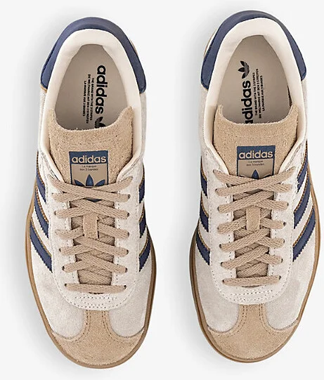 Womens Cream White Night Indigo Gazelle Bold Brand-Stripe Suede Low-Top Trainers Eur 36 / 3 Uk Women - Image 2