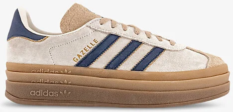 Womens Cream White Night Indigo Gazelle Bold Brand-Stripe Suede Low-Top Trainers Eur 36 / 3 Uk Women