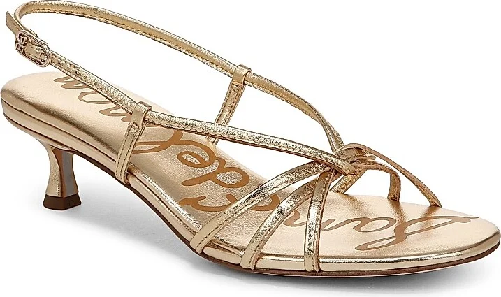 Women's Cressa 45MM Metallic Leather Strappy Slingbacks - Amber Gold - Size 5 - Image 2