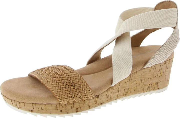 Womens Criss-Cross Canvas Wedge Sandals