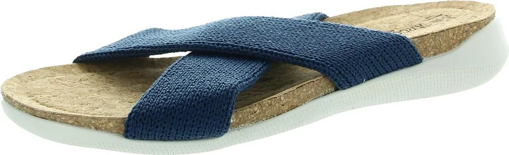 Womens Criss-Cross Knit Slide Sandals