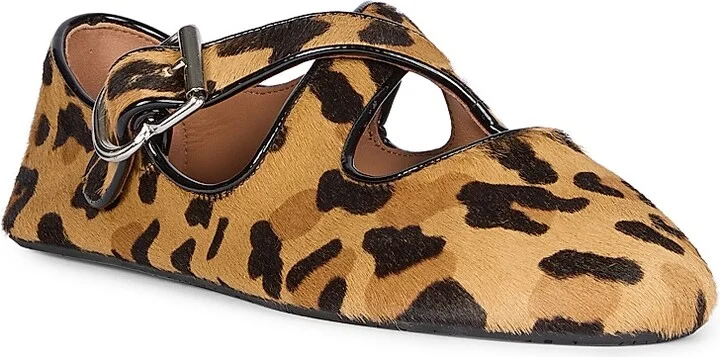 Women's Criss-Cross Leather Ballet Flats - Brun Sepia - Size 6 - Image 2