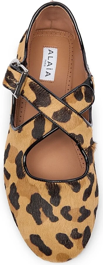 Women's Criss-Cross Leather Ballet Flats - Brun Sepia - Size 6 - Image 4